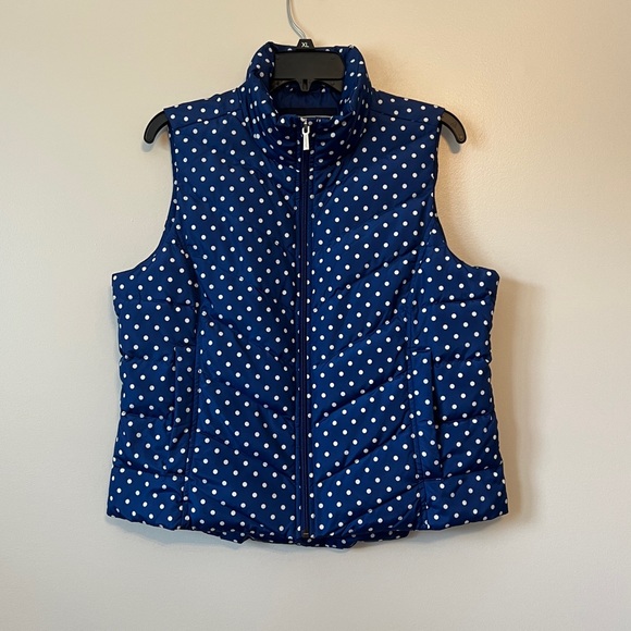 Lands' End Jackets & Blazers - Lands' End Puffer Down Vest Blue with White Polka Size M/P 10-12 Full Zip